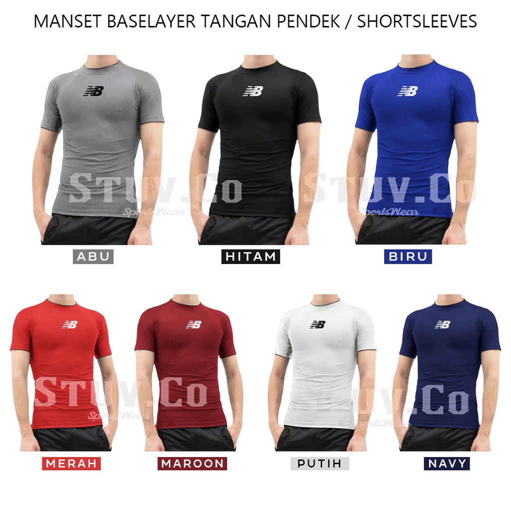 BASELAYER SHORTSLEEVE LENGAN PENDEK JOGGING LATIHAN GYM FITNESS RENANG SEPEDA VOLI BADMINTON PRIA