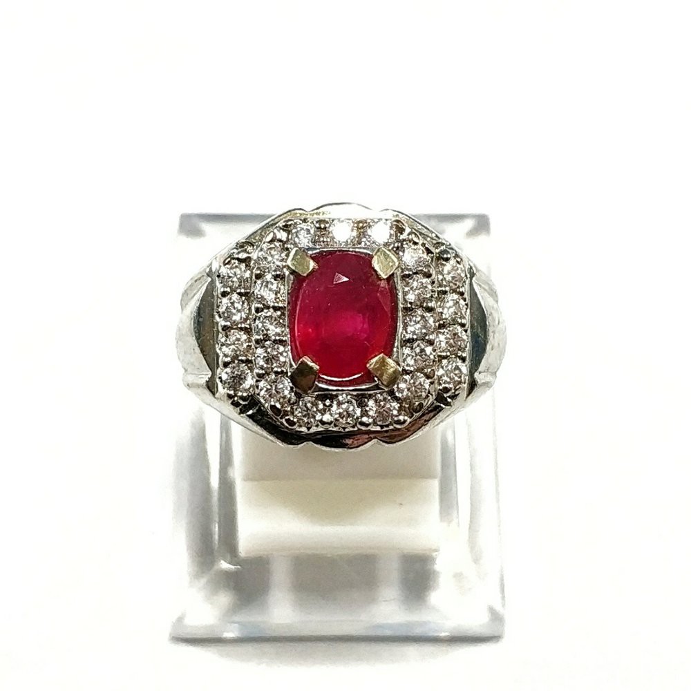 CINCIN BATU AKIK PERMATA NATURAL RUBY MERAH DELIMA CUTING