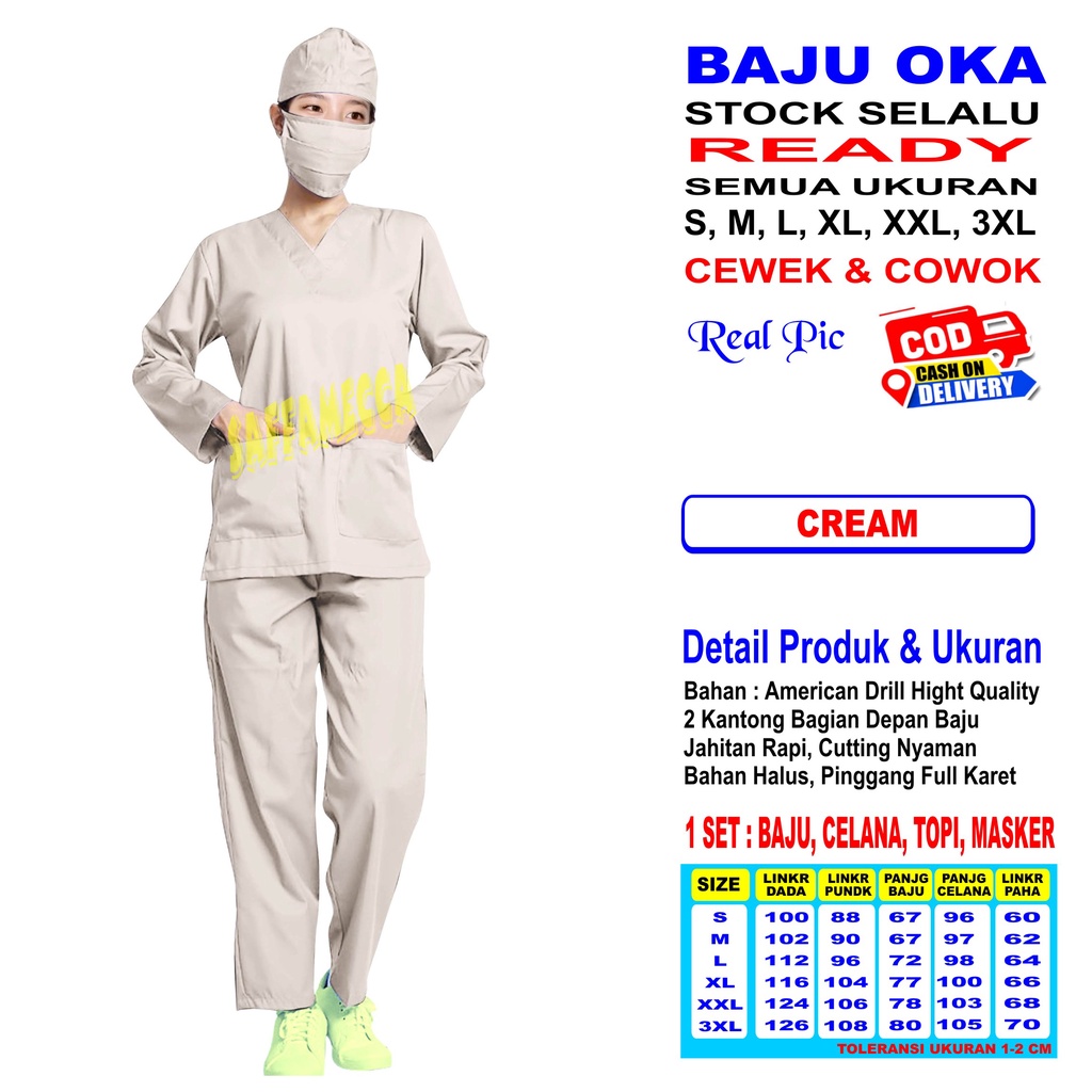 BAJU OKA   OKA   BAJU OKA   BAJU PERAWAT LENGAN PANJANG AB READY