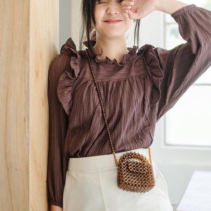 Sale Terbatas Kanya Blouse Crinkle Lady Shena Atasan Wanita Korean Style Daisy Blouse Moreo Blouse