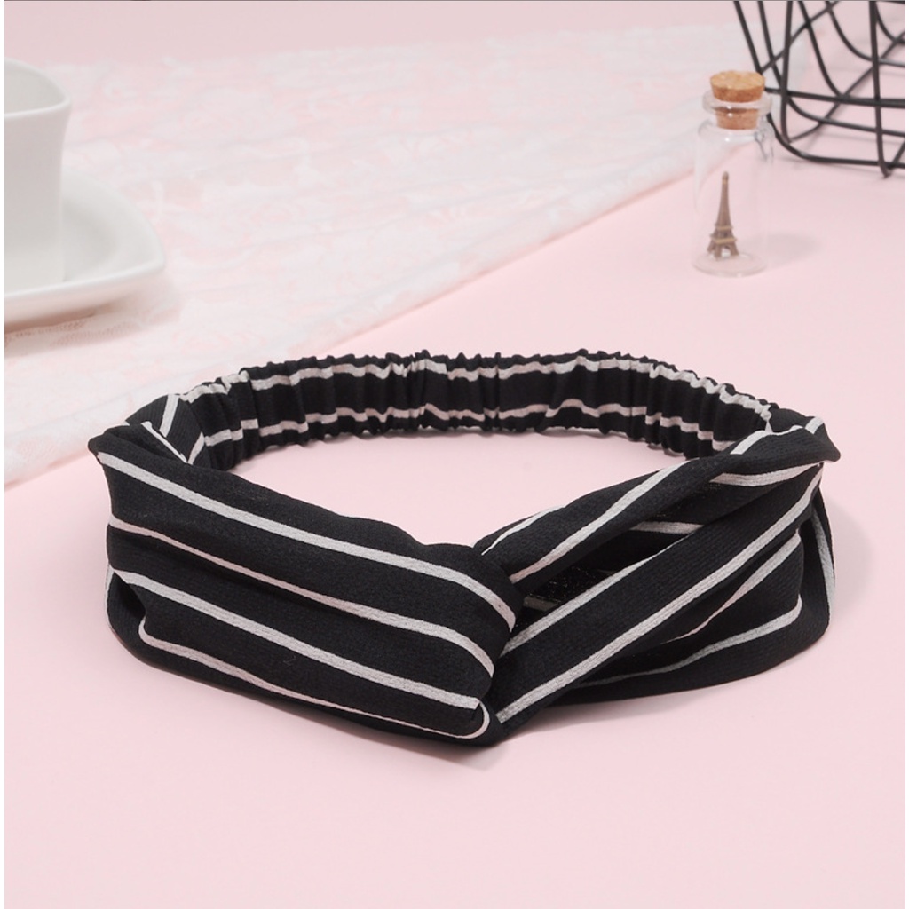 Bando Headband Rajut Kapas Pita / Korea Retro Fashion Premium Bandana Simpul Twist Elastis Jepit Ala Wanita Hairband