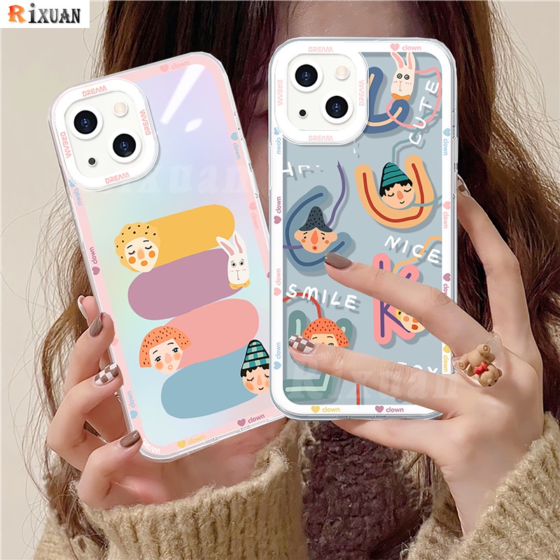 Soft Case TPU Transparan Motif Kartun Untuk Iphone 13 12 Pro Max 7 6 6s 8 Plus XR X XS Max SE