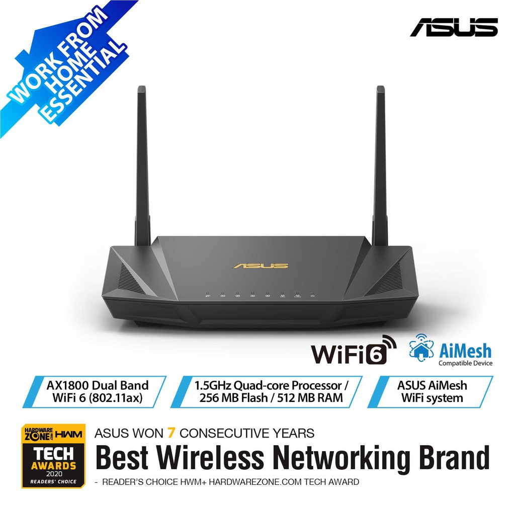 Router Asus RT-AX56U WiFi 6 Dual-Band AX1800 With AiMesh RTAX56U