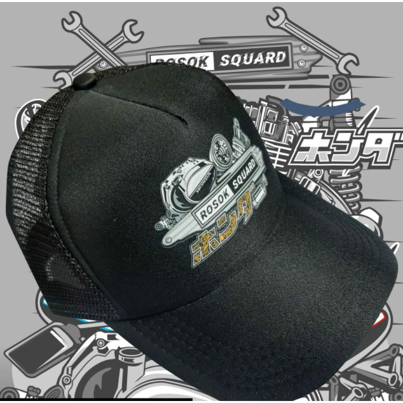 Topi rosok squad trucker jaring distro honda gank rosok squad racing team cb gl max tiger mp c70