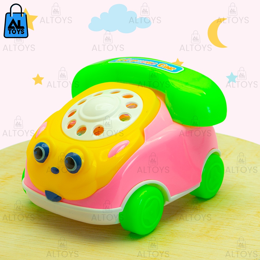 Mainan Mobil Tarik Telephone Berjalan Dan Berbunyi Kring Mainan Teether Rattle Telephone Kerincingan LT119