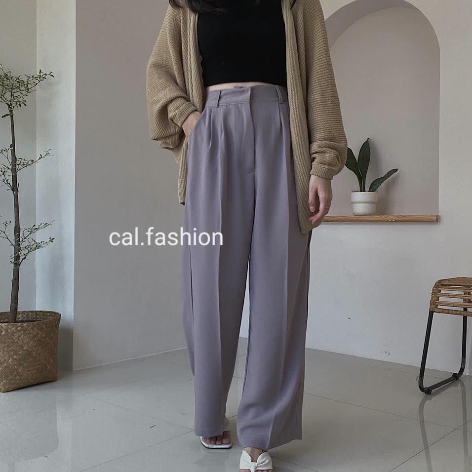 fxz90 Bisa COD Loose Pants 118 by cal.fashion Bahan Polyester Warna Black Cappucino Grey Dark Grey C