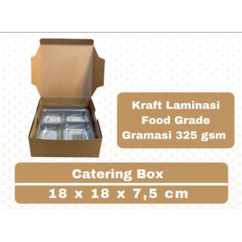 

50set Kotak Nasi Catering Box + Mika set4 18x18x7.5cm dus Kraft laminasi 325gsm