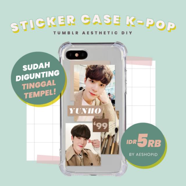 DIY sticker case Ateez set stiker hp kpop tumblr aesthetic wooyoung yunho jongho seonghwa yeosang