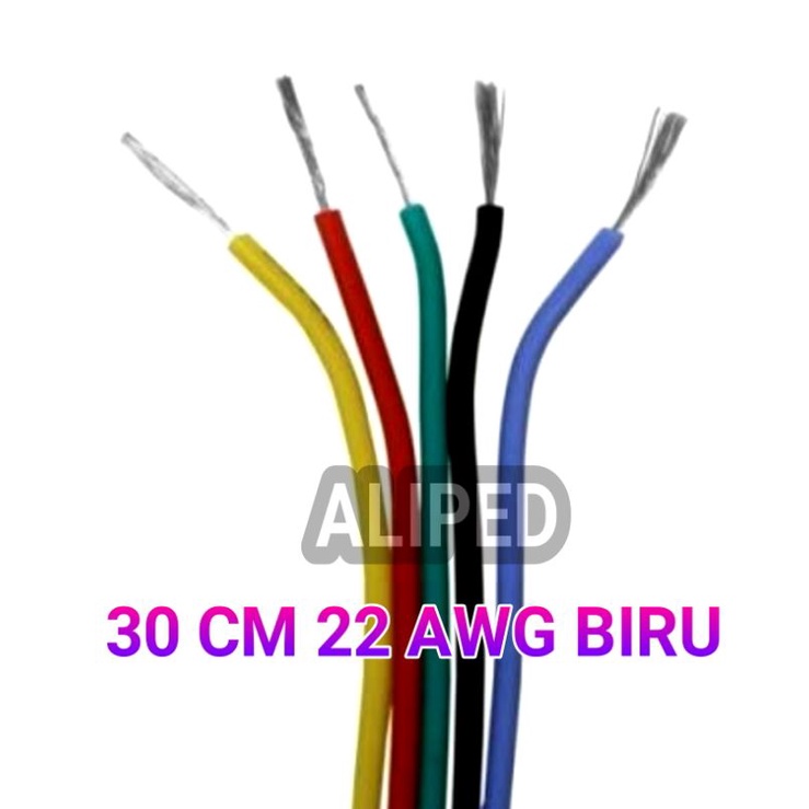 KABEL SERABUT PUTIH 22 AWG, 30 CM, BIRU