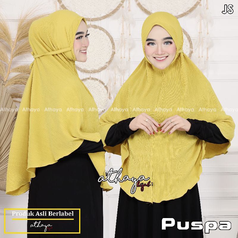 [Ori Athaya]  XXL SYIRIA PUSPA PLISKET ••hijab instan jumbo••bergo plisket syari