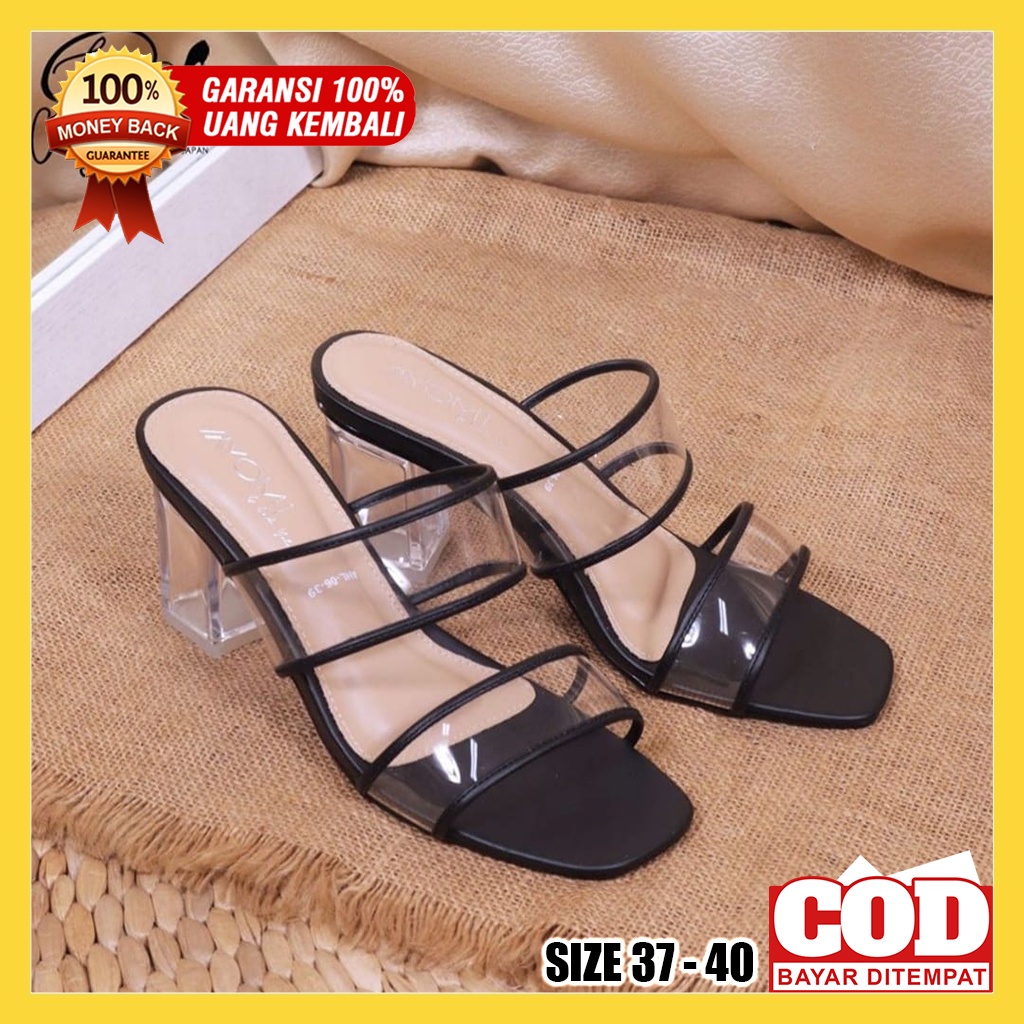 Sandal Haihils Hils Pesta Hak Kaca Tahu Wanita Sendal High Heels Kondangan Perempuan Cewek Dewasa Re