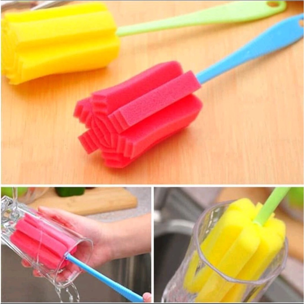 TONGKAT SPONS PEMBERSIH BOTOL SUSU BAYI / SPONGE BRUSH BOTOL MINUM