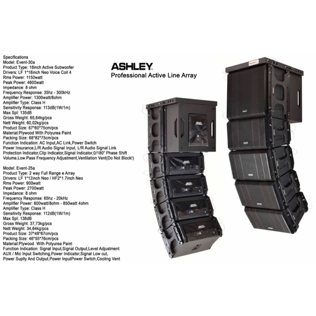 Speaker aktif line array ashley event 30a sub 18” aktif