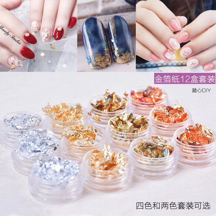 ALUMUNIUM FOIL 4 WARNA NAIL FOIL GOLD BRONZE NAILART KOREAN GLASS NAIL