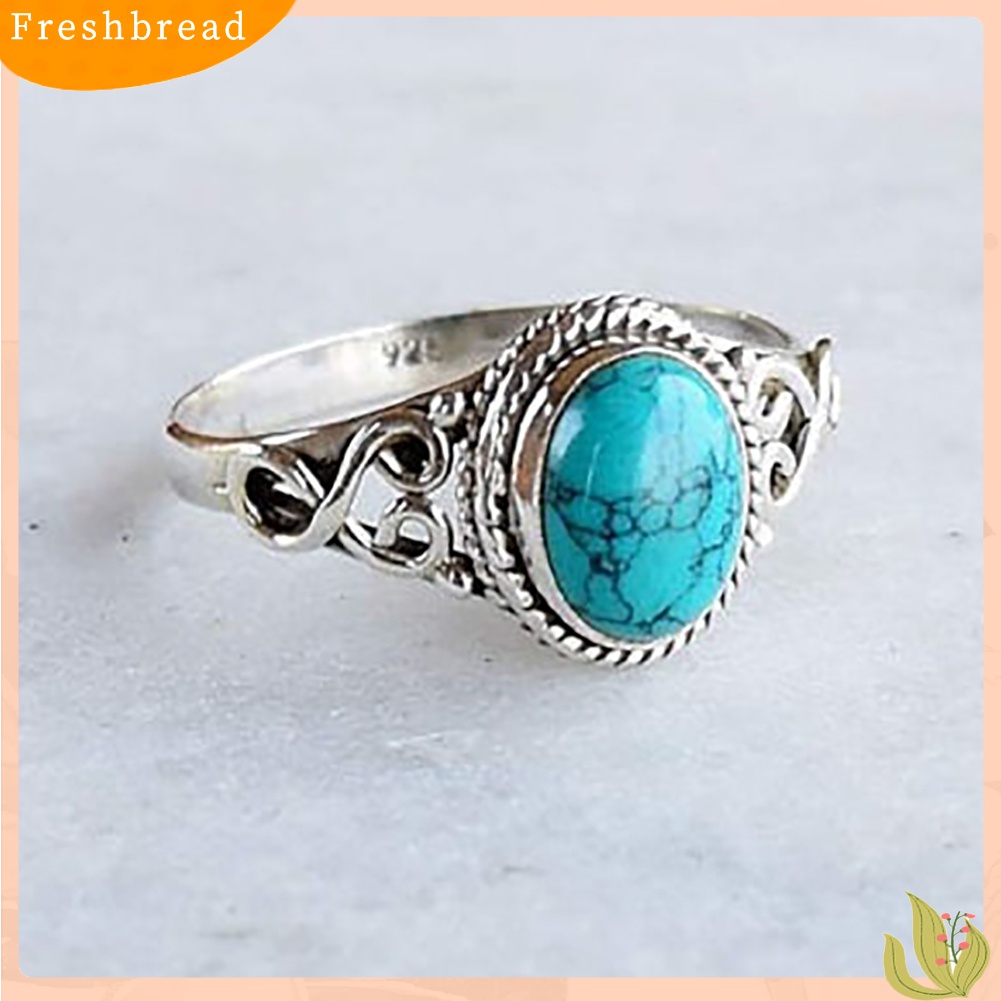 [TERLARIS]Antique Turquoise Natural Gemstone Bride Wedding Engagement Vintage Ring Gift