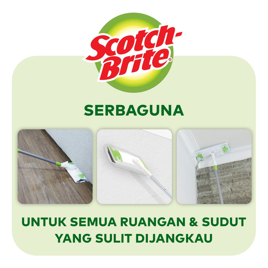 SCOTCH BRITE EASY SWEEPER PLUS PAPER WIPER MOP WITH STICK / TONGKAT LAP PEL SERBAGUNA