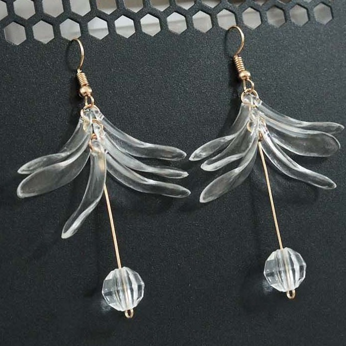 AH007 Anting Tassel flower white clear | Anting Korea | Anting hooks handmade