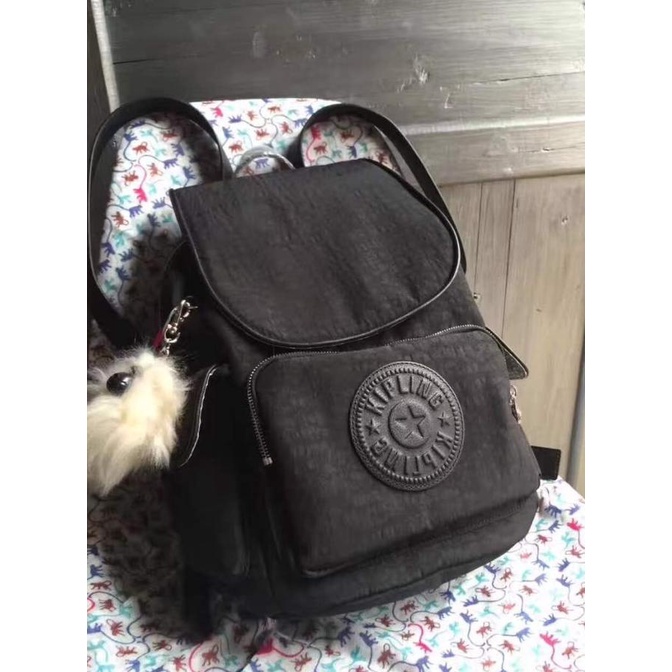 kipling backpack original black motif tas pria wanita