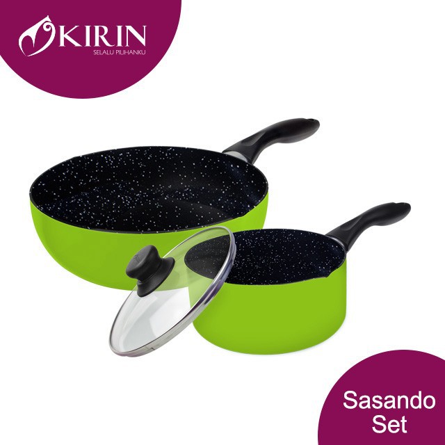 Kirin Sasando Classic Set 2in1 Deep Frypan 24Cm + Saucepan 18Cm - Hijau