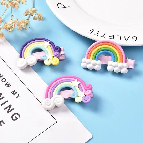 jepit rambut anak-anak pelangi rainbow set children hairclip jje085(2d5)