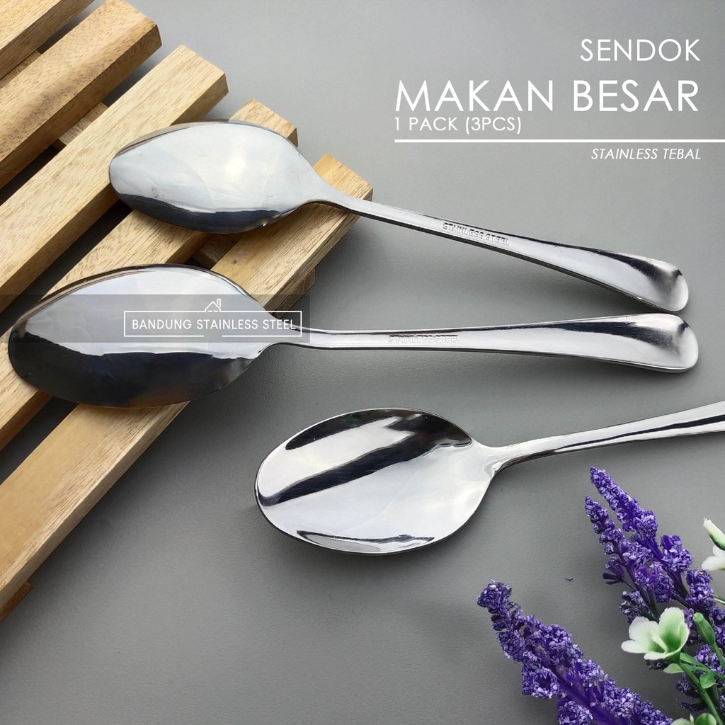 3 pcs sendok garpu makan besar standar stainless tebal hotel spoon fork