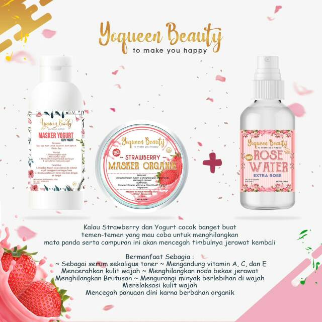 Paket Masker Organik + Masker Yogurt + Rose Water Yoqueen Beauty Yoqueenbeauty