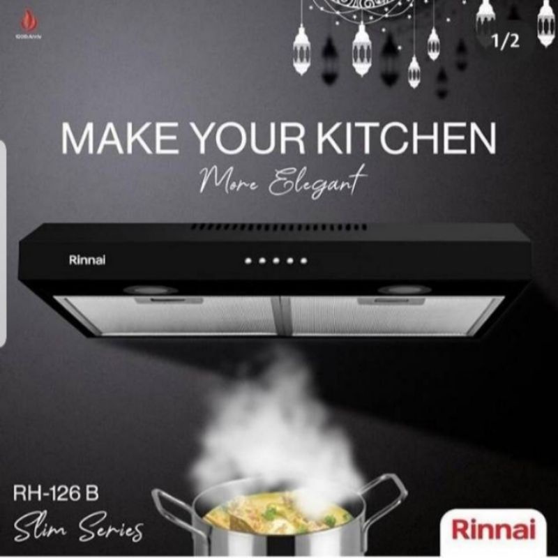 Rinnai Cooker Hood Slim Series RH 126 B/ 126 S - Pengisap Asap