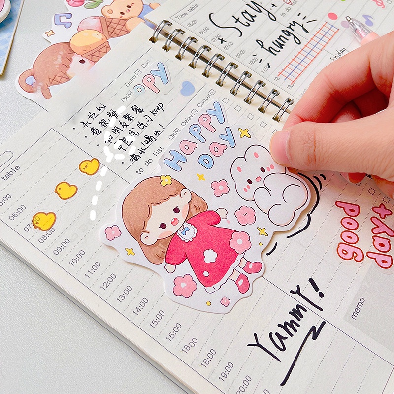 100pcs Stiker Kertas Gambar Kartun Perempuan Lucu Untuk Dekorasi DIY