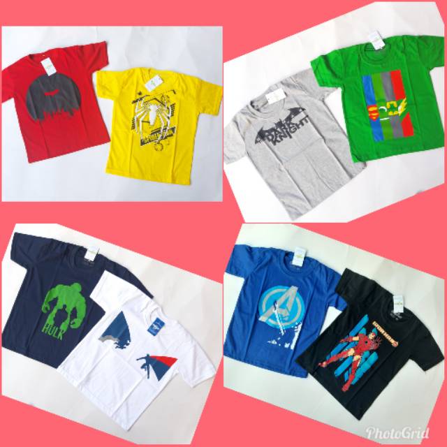 Kaos anak super hero series 2-10T kaos anak murah