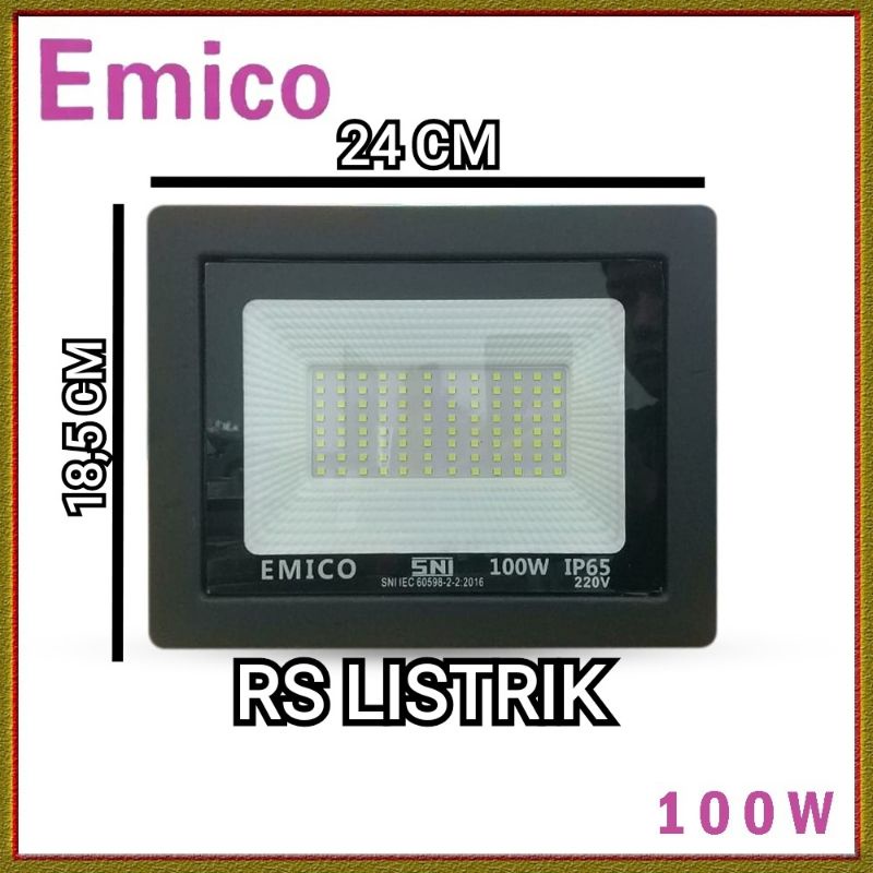 EMICO Lampu sorot led 100w lampu led flood light 100 watt led tembak outdoor SNI