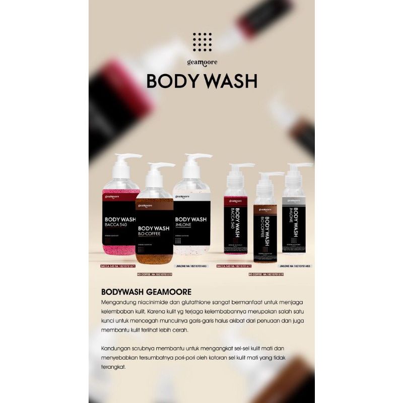 BODY WASH GEAMOORE 250ml dan 100ml