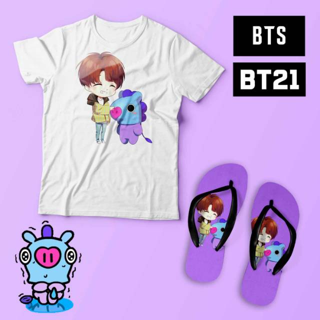 [KAOS] BTS BT 21 gift set kaos dan sandal