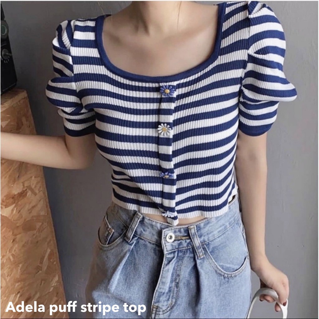 Adela puff stripe top -Thejanclothes