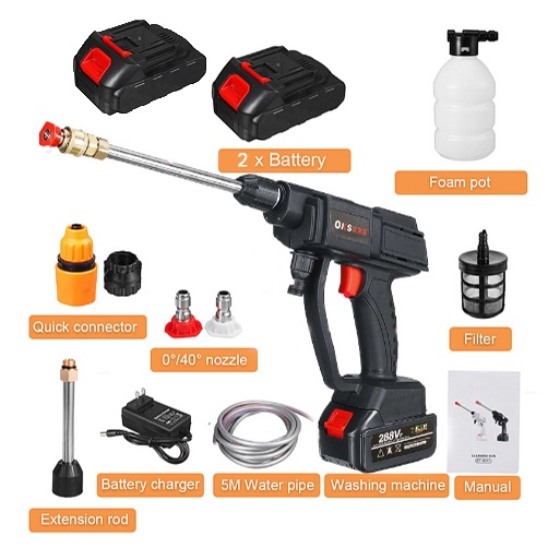 Jet cleaner  / jet cleaner Baterai 288 volt / Alat Cuci Mobil cuci motor tekanan tinggi Tanpa kabel Cleaning Mahine cordless 288V-288V DUA BATRAI