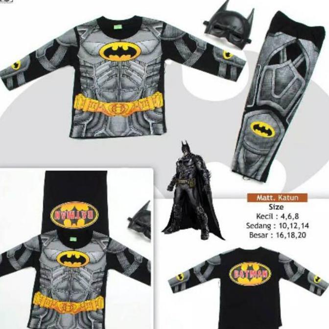 baju batman anak superhero/baju setelan batman anak dengan sayap Termurah