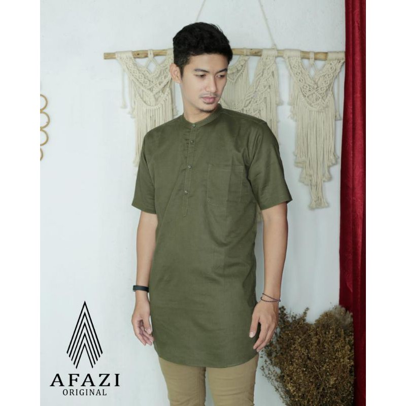 KURTA LENGAN PENDEK AFAZI ORIGINAL PREMIUM I KEMEJA KOKO I FASHION MUSLIM PRIA BAJU KOKO DEWASA