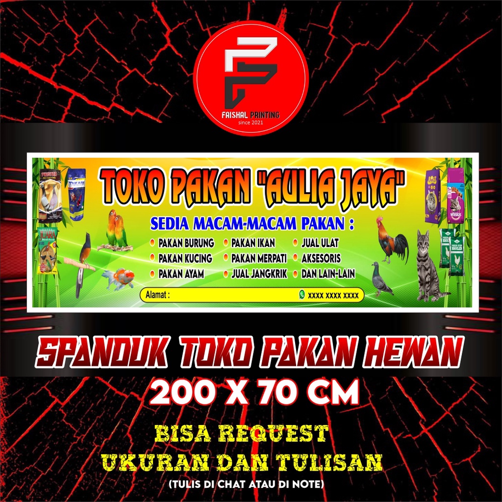 Jual Spanduk Toko Pakan Hewan / Banner Toko Pakan Burung, Pakan Ayam