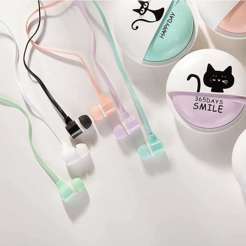 Earphone In-Ear Desain Telinga Kucing Lucu dengan Mikrofon