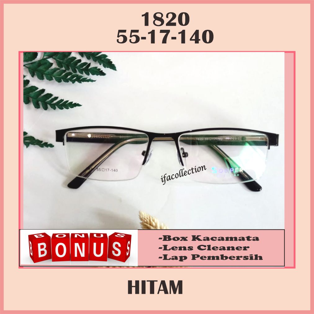 KACAMATA MINUS SETENGAH FRAME / HALF FRAME PRIA WANITA FREE LENSA ANTI RADIASI