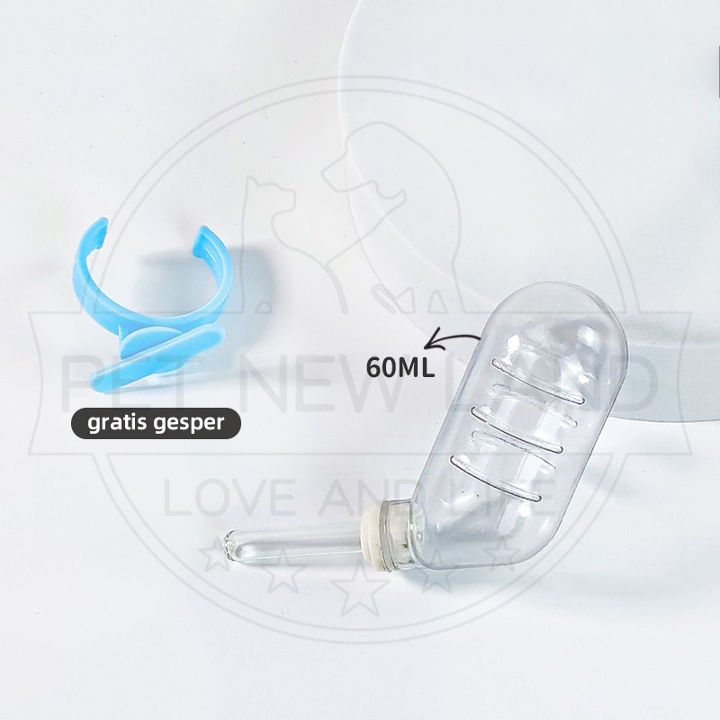 Botol Minum Dot 60ml Hamster Kelinci Landak Marmut Tempat Minum Otomatis Gantung Botol Plastik Mini Sugar Glider DRINKING BOTTLE Hewan Peliharaan