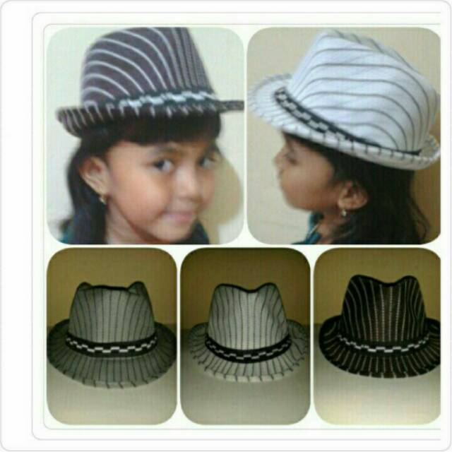 Topi anak fedora hat strip