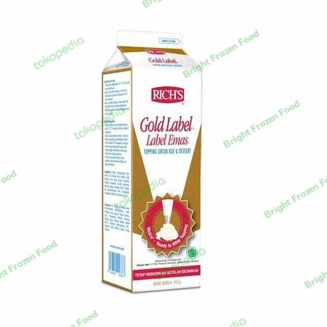 

(BISA COD) rich richs rich's gold label whipping cream non dairy 907gr
