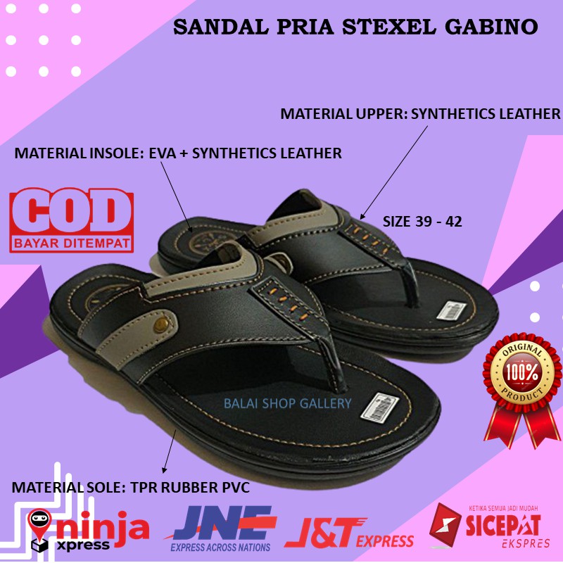 Sendal Jepit Stexel Gabino Casual Sandal Pria Murah Kulit Premium Selop Cowok Dewasa Anti Slip