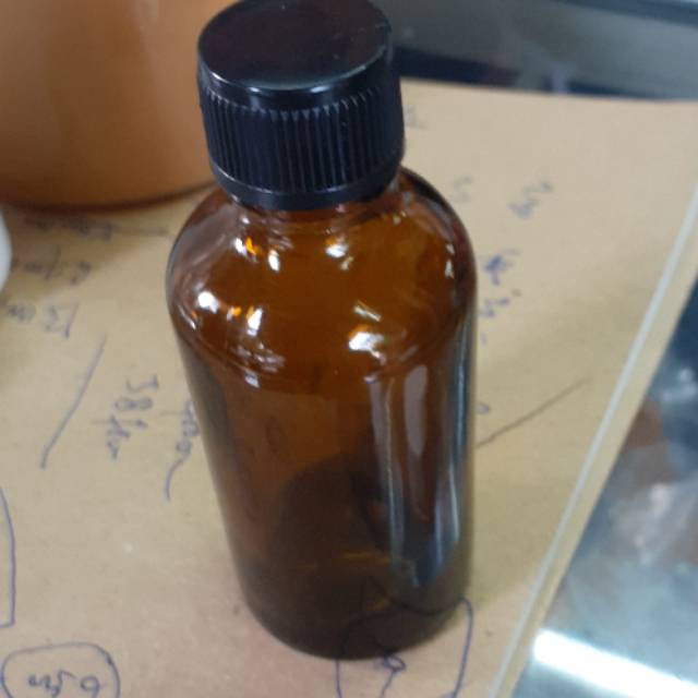 Botol kaca coklat 50 ml tutup ulir hitam