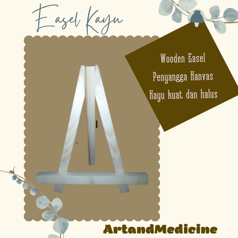 Wooden easel | stand kayu | tripod kayu | penyangga kanvas