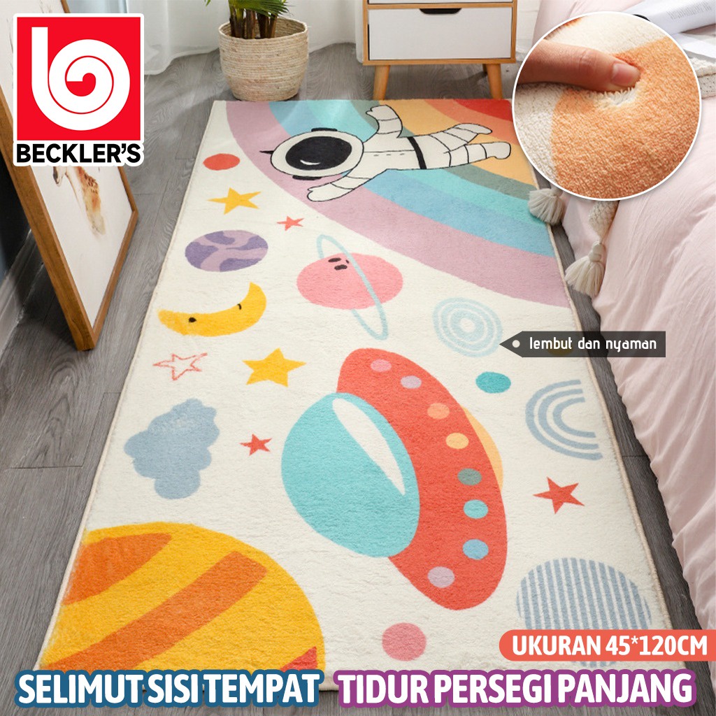 Karpet Panjang Bedroom Mat Keset Panjang Lembut Bulu Tebal Halus Alas Kaki Anti Slip Modern Minimalis Pelangi 45x120cm