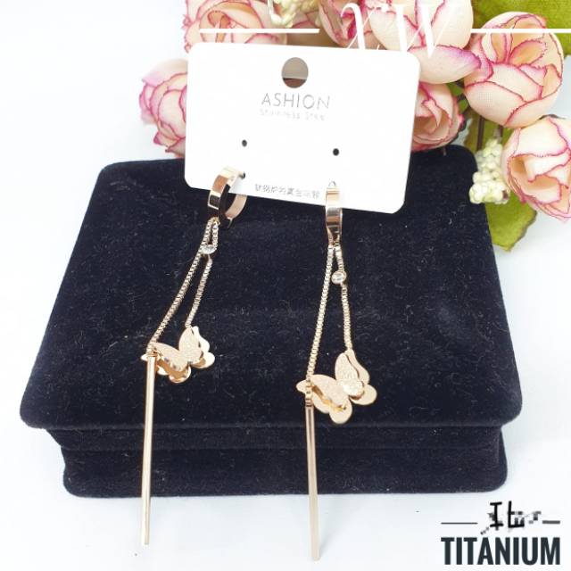 Anting titanium jurai rosegold E14036