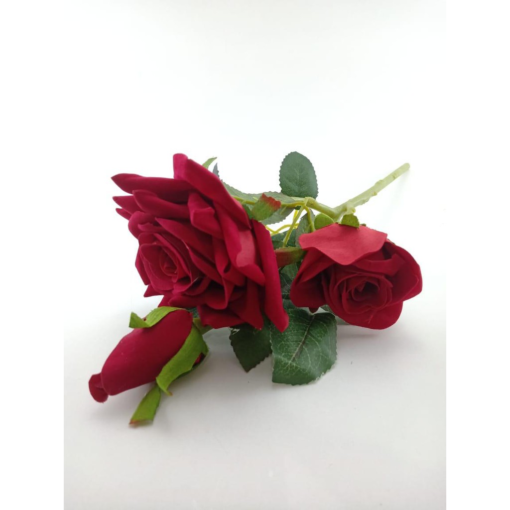 COD BUNGA MAWAR  BUNGA TANGKAI PLASTIK BUNGA ARTIFISIAL BUNGA PAJANGAN IMITASI  BUNGA HIASAN BT9034-MERAH