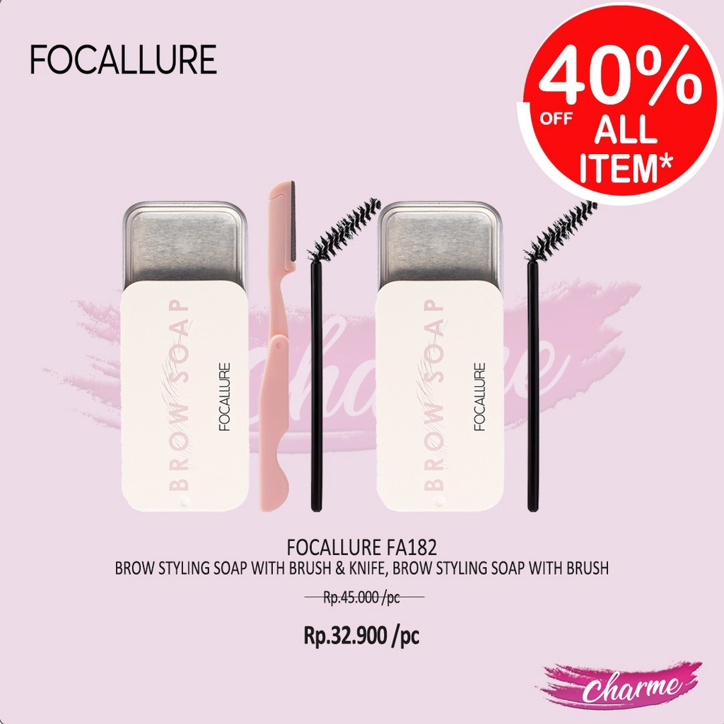 (READY &amp; ORI) Focallure Brow Styling Soap with Brush &amp; Knife FA182 FA 182