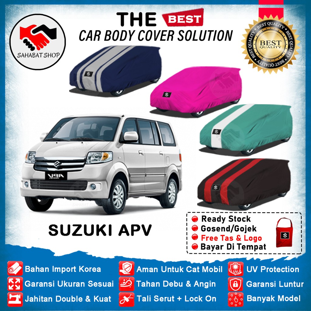 Sahabat Body Cover Mobil APV / Sarung Penutup Suzuki APV Outdoor 2004 2005 2006 2007 2008 / Tutup Mantel Mantol Jas Kerudung Kelambu Kerodong Terpal Pelindung Bungkus Selimut Mobil Apv Anti Air Waterproof Model Biru